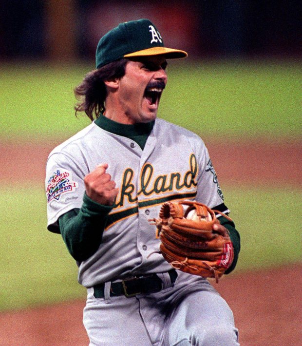 1989 Oakland A's: Oakland A's pitcher Dennis Eckersley celebrates after the final out of the 1989 World Series against the San Francisco Giants. (Dan Rosenstrauch/Bay Area News Group Archives)
