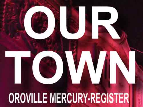 Our Town Magazine cover Oroville residents play guitar and hold flags