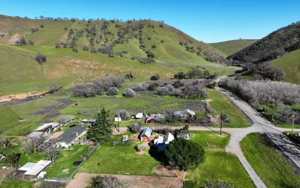 A drone view of rural land in unincorporated Sites, Calif., on Thursday, March 14, 2024. Congress has awarded $205 million to the Sites Reservoir, proposed to be constructed in rural Colusa County. The 1.5 million-acre-foot reservoir would be California's eighth largest at 13-miles long and submerge some of the area shown. (Jane Tyska/Bay Area News Group)