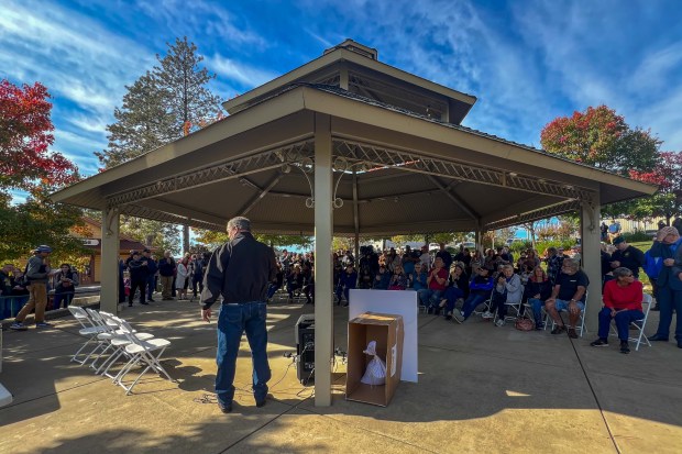Residents of Paradise and the greater Butte County area gather Wednesday Nov. 8, 2023 at Paradise Community Park in Paradise, California to commemorate five years having passed since the 2018 Camp Fire. (Michael Weber/Enterprise-Record)